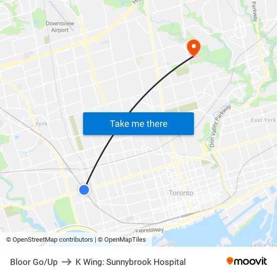 Bloor Go/Up to K Wing: Sunnybrook Hospital map