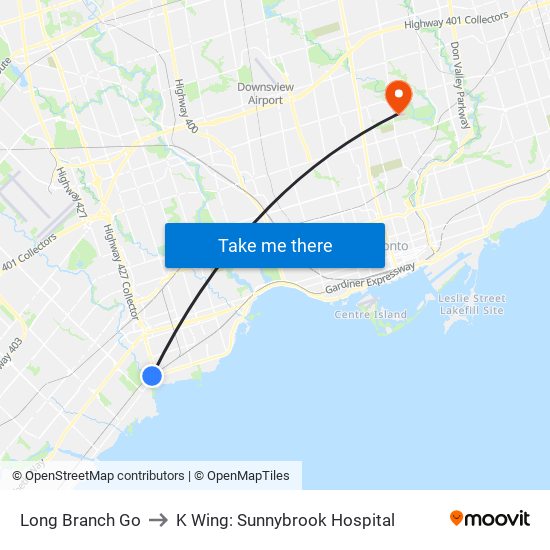 Long Branch Go to K Wing: Sunnybrook Hospital map