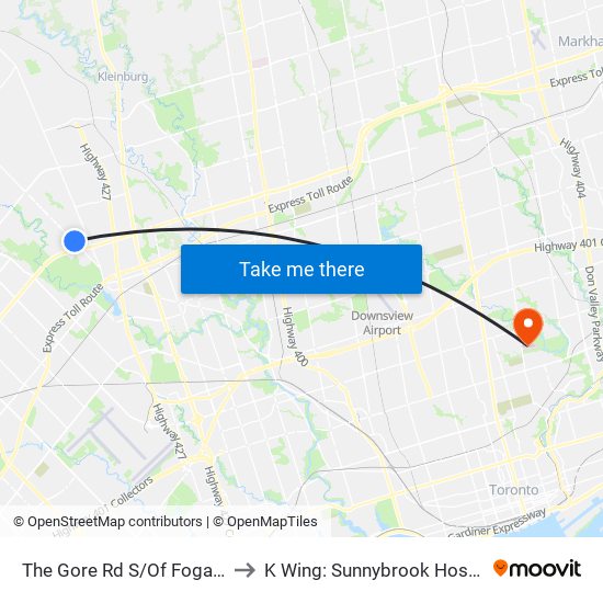 The Gore Rd S/Of Fogal Rd to K Wing: Sunnybrook Hospital map