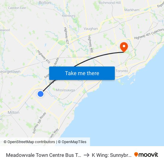 Meadowvale Town Centre Bus Terminal Platform H, I, J to K Wing: Sunnybrook Hospital map