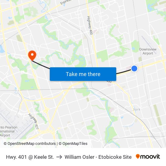 Hwy. 401 @ Keele St. to William Osler - Etobicoke Site map