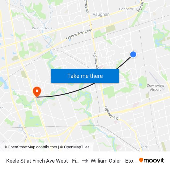 Keele St at Finch Ave West - Finch West Station to William Osler - Etobicoke Site map