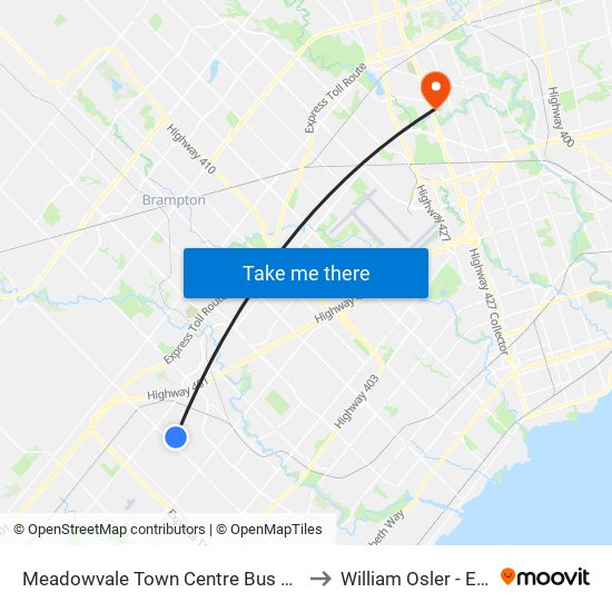 Meadowvale Town Centre Bus Terminal Platform H, I, J to William Osler - Etobicoke Site map