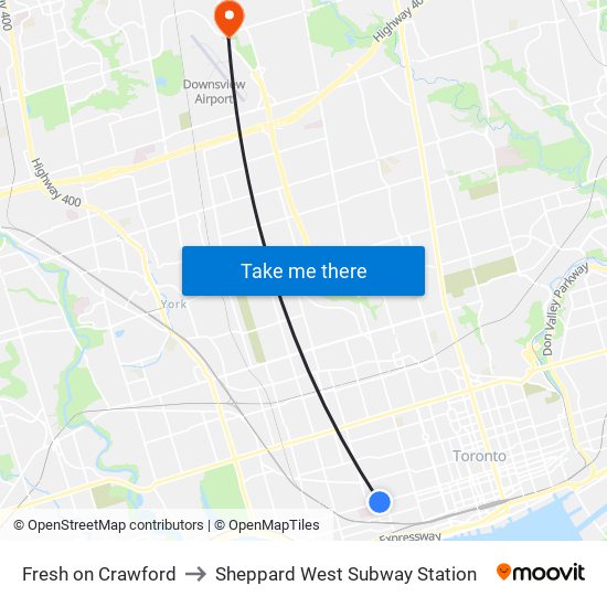 Fresh on Crawford to Sheppard West Subway Station map