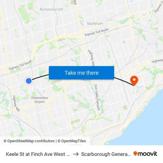 Keele St at Finch Ave West - Finch West Station to Scarborough General Hospital C D U map