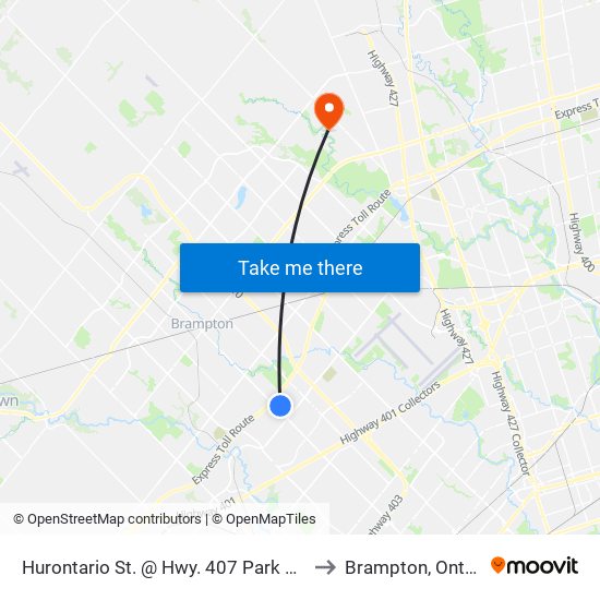 Hurontario St. @ Hwy. 407 Park & Ride to Brampton, Ontario map