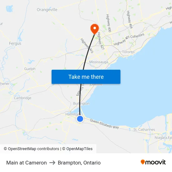 Main at Cameron to Brampton, Ontario map
