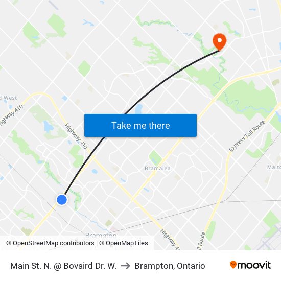 Main St. N. @ Bovaird Dr. W. to Brampton, Ontario map