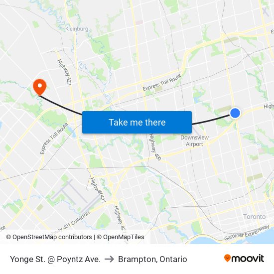 Yonge St. @ Poyntz Ave. to Brampton, Ontario map