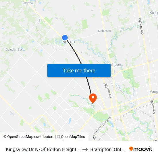 Kingsview Dr N/Of Bolton Heights Rd to Brampton, Ontario map