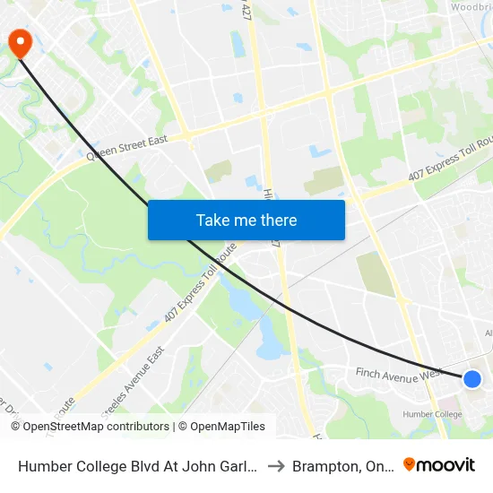 Humber College Blvd At John Garland Blvd to Brampton, Ontario map