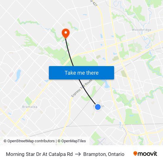Morning Star Dr At Catalpa Rd to Brampton, Ontario map