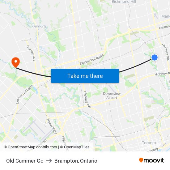Old Cummer Go to Brampton, Ontario map