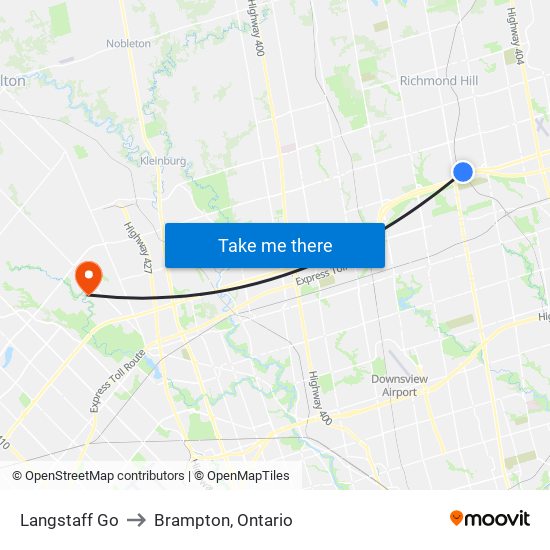 Langstaff Go to Brampton, Ontario map