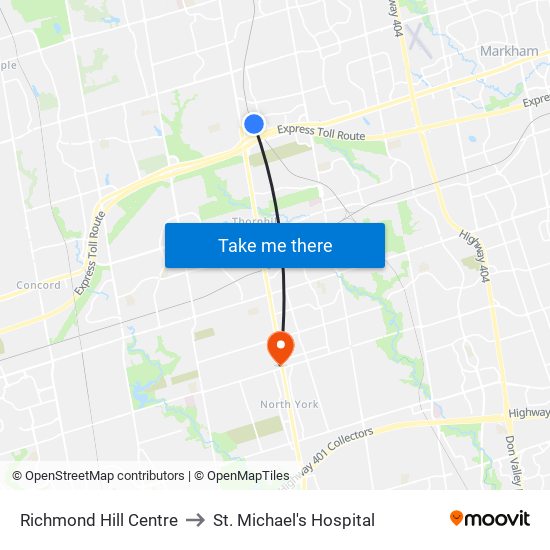 Richmond Hill Centre to St. Michael's Hospital map