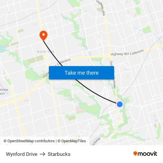 Wynford Drive to Starbucks map