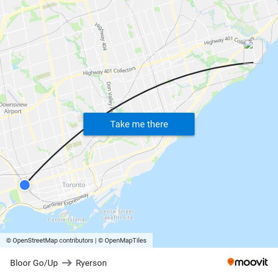 Bloor Go/Up to Ryerson map