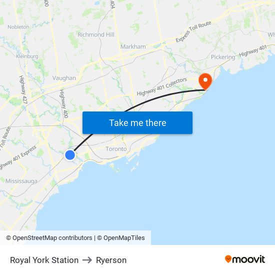 Royal York Station to Ryerson map