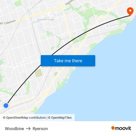 Woodbine to Ryerson map