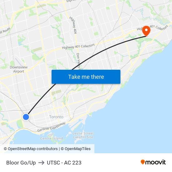 Bloor Go/Up to UTSC - AC 223 map