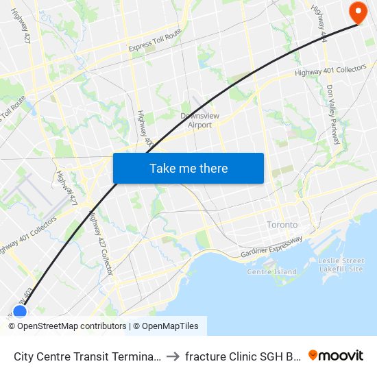 City Centre Transit Terminal Platform K to fracture Clinic SGH Birchmount map