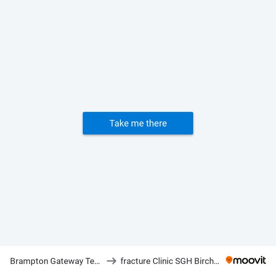 Brampton Gateway Terminal to fracture Clinic SGH Birchmount map