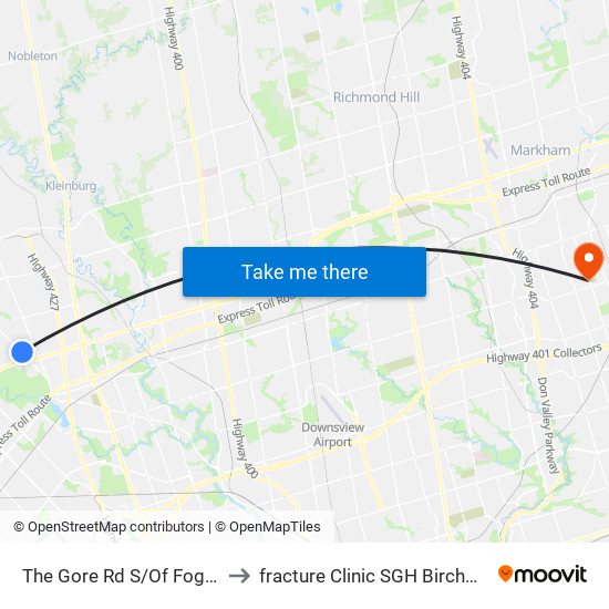 The Gore Rd S/Of Fogal Rd to fracture Clinic SGH Birchmount map