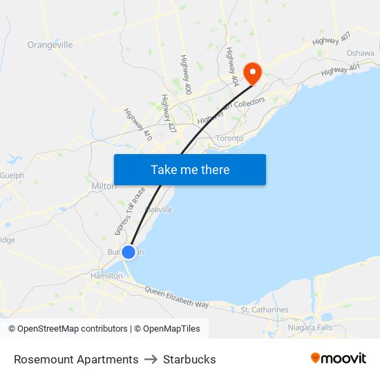 Rosemount Apartments to Starbucks map