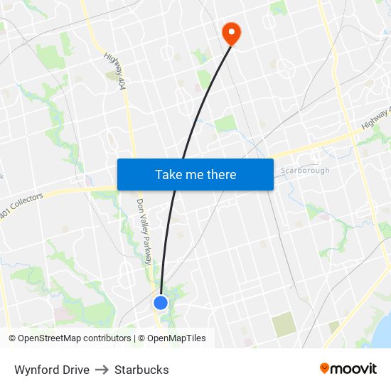 Wynford Drive to Starbucks map