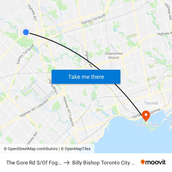 The Gore Rd S/Of Fogal Rd to Billy Bishop Toronto City Airport map