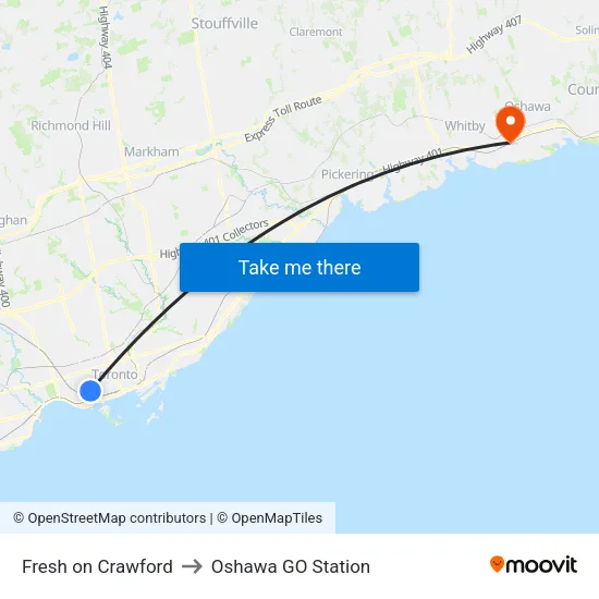 Fresh on Crawford to Oshawa GO Station map
