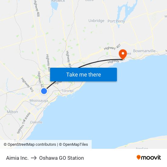 Aimia Inc. to Oshawa GO Station map