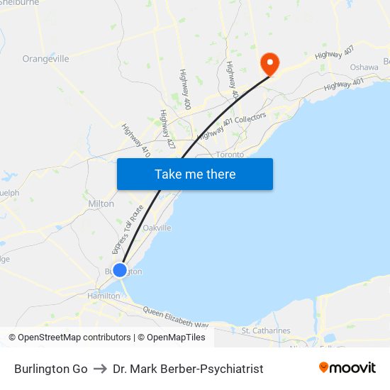 Burlington Go to Dr. Mark Berber-Psychiatrist map