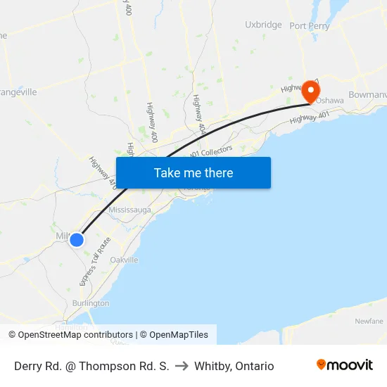 Derry Rd. @ Thompson Rd. S. to Whitby, Ontario map