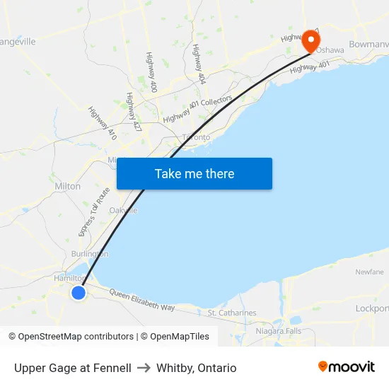 Upper Gage at Fennell to Whitby, Ontario map