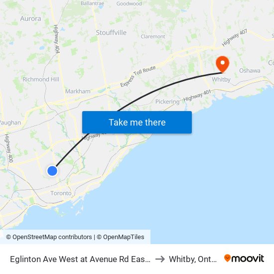 Eglinton Ave West at Avenue Rd East Side to Whitby, Ontario map