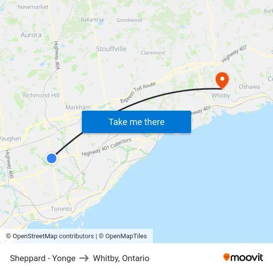 Sheppard - Yonge to Whitby, Ontario map