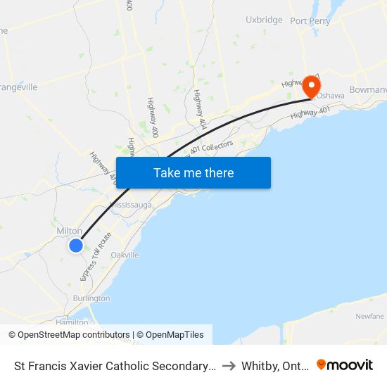 St Francis Xavier Catholic Secondary School to Whitby, Ontario map