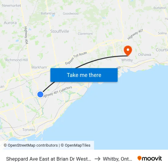 Sheppard Ave East at Brian Dr West Side to Whitby, Ontario map
