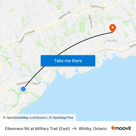Ellesmere Rd at Military Trail (East) to Whitby, Ontario map