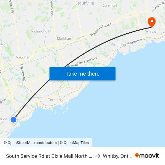 South Service Rd at Dixie Mall North Access to Whitby, Ontario map