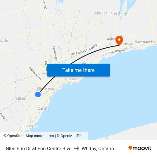 Glen Erin Dr at Erin Centre Blvd to Whitby, Ontario map