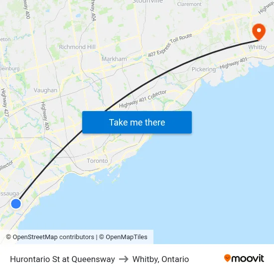 Hurontario St at Queensway to Whitby, Ontario map