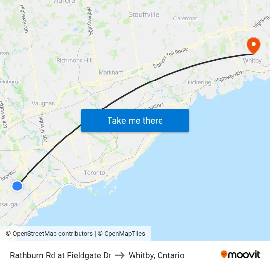 Rathburn Rd at Fieldgate Dr to Whitby, Ontario map