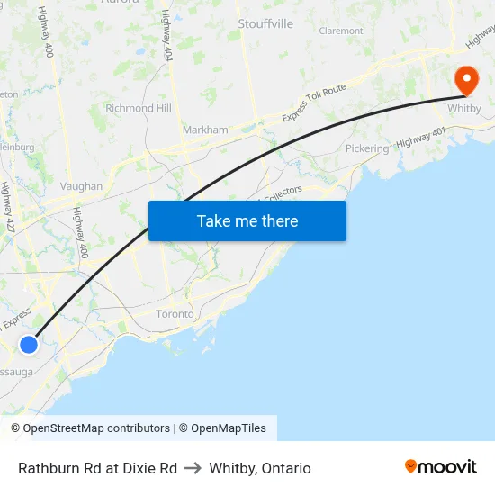 Rathburn Rd at Dixie Rd to Whitby, Ontario map