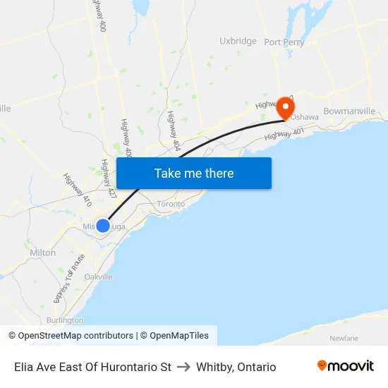 Elia Ave East Of Hurontario St to Whitby, Ontario map
