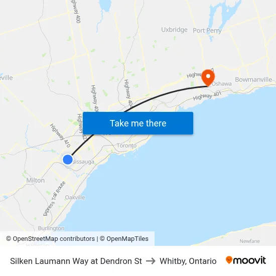 Silken Laumann Way at Dendron St to Whitby, Ontario map