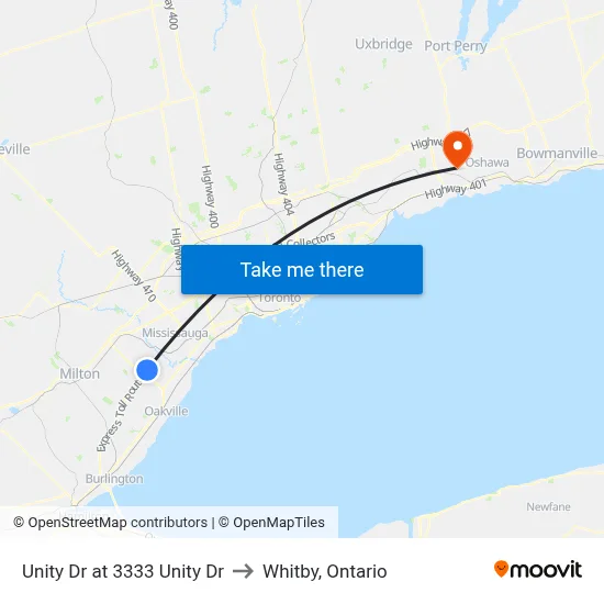 Unity Dr at 3333 Unity Dr to Whitby, Ontario map