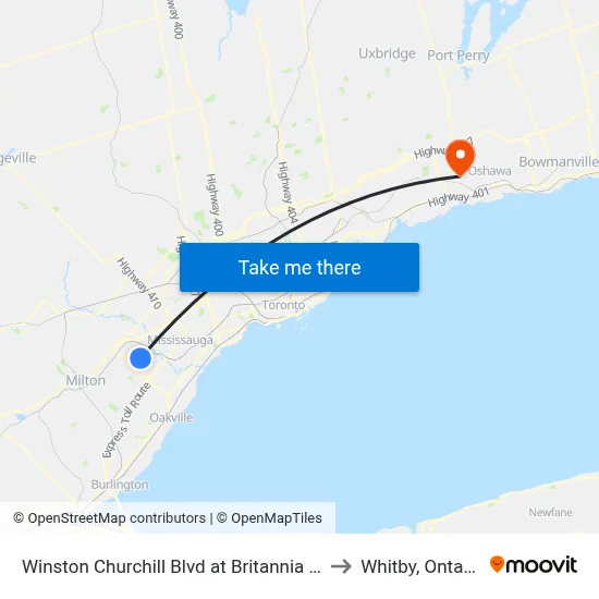 Winston Churchill Blvd at Britannia Rd to Whitby, Ontario map