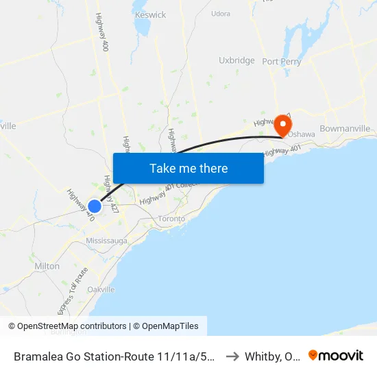 Bramalea Go Station-Route 11/11a/511/A/C Eb Stop to Whitby, Ontario map